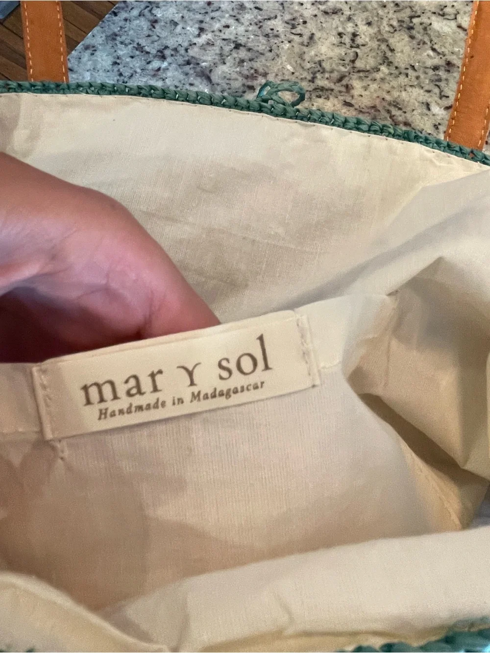 Mar y sol Striped Straw Tote Bag with Leather Handles - Multicolor